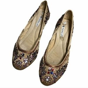 REBELS Beaded & Embroidered Satin Kitten Heels VINTAGE